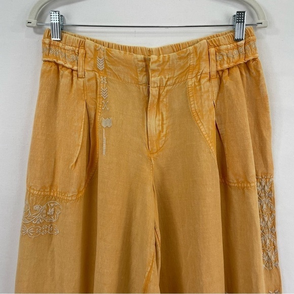 Anthropologie Pants -  Embroidered Linen size small - Picture 3 of 15